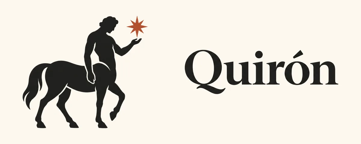 Quirón: a centaur holding up an eight-point star